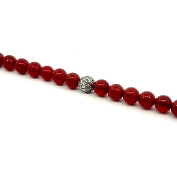 David Yurman Carnelian Carved Prayer Beads Bracelet 8.5" Silver Estate DY551 - Picture 4 of 12